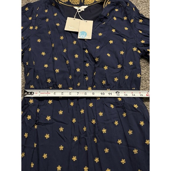 Boden Bronwen Broderie Embroidered Midi Dress in Navy and Yellow Size US 10R NWT - Picture 5 of 11